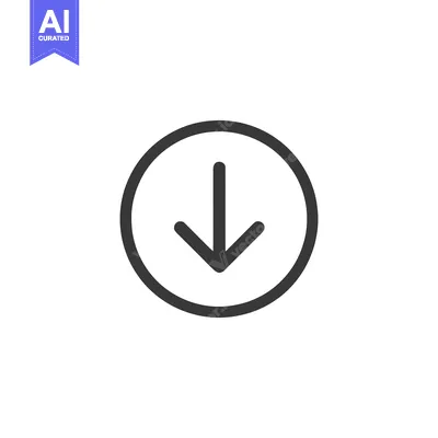 Aset desain premium: Minimalist Circular Download Icon: Simple Arrow in a Circle, Clean Des