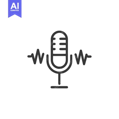 Premium design asset: Simple Line Art Microphone Icon with Sound Waves