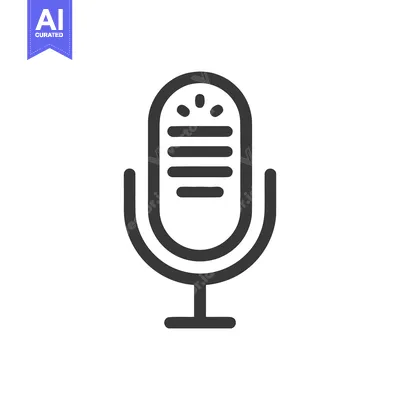 Aset premium populer: Minimalist Microphone Icon: Modern Audio Recording Symbol on White Bac