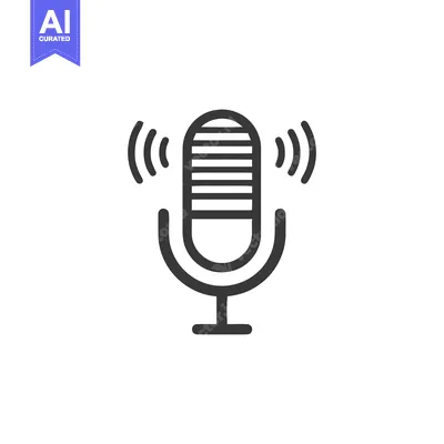 Premium design asset: Minimalist Microphone Icon with Sound Waves on White Background