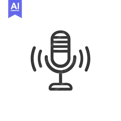 Retro Microphone Icon with Sound Waves, Minimalist Design