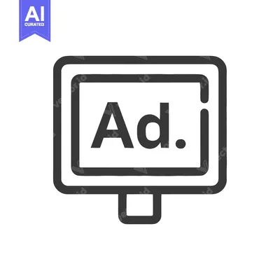 Aset premium populer: Minimalist Ad Icon: Dark Gray Outline on White Background, Clean Desig