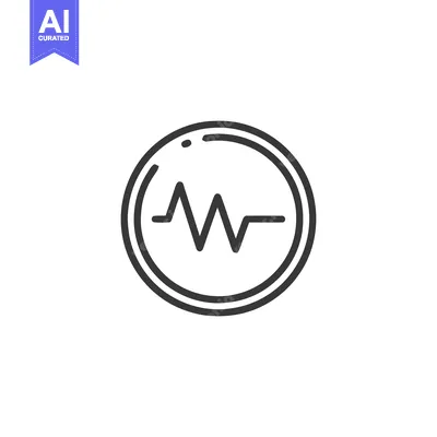 Aset desain premium: Minimalist Heartbeat Pulse in Circle, Medical Symbol, Black Line Art