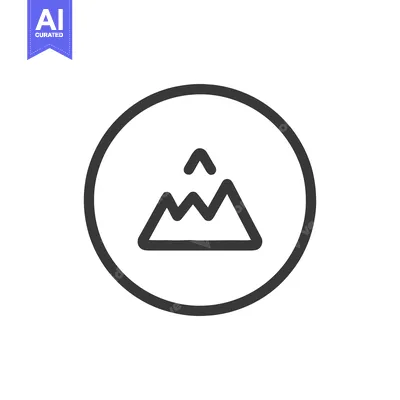 Aset premium populer: Mountain Icon: Simple, Bold, Minimalist Design in Circular Frame.