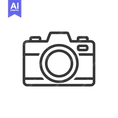 Aset desain premium: Simple Line Art Icon of a Camera