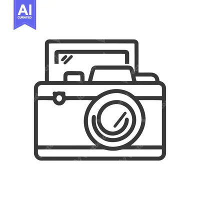 Minimalist Camera Icon: Bold Outline, Retro Style, Photography Symbol