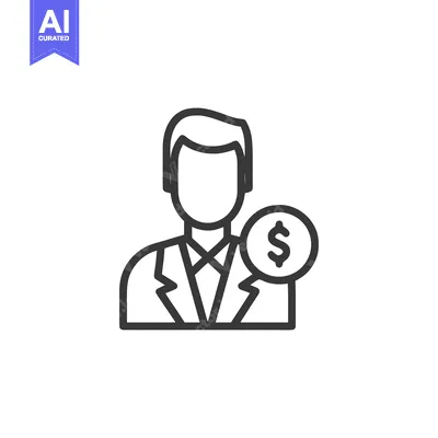 Line Art Icon: Faceless Businessman with Dollar Sign, Financial Succes