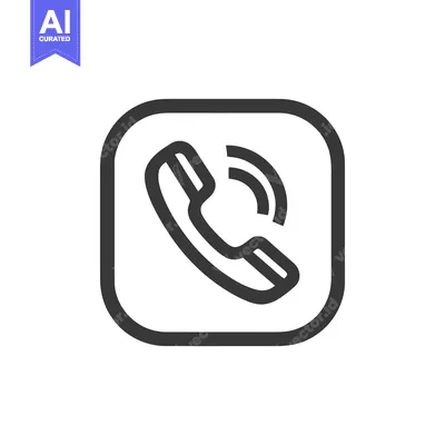 Aset premium populer: Minimalist Phone Icon with Ringing Signal in Rounded Square Frame