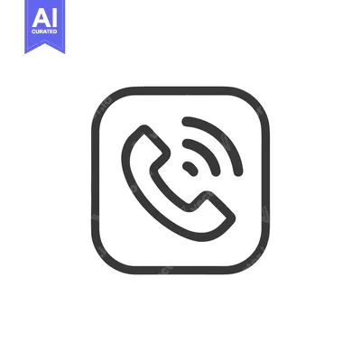 Aset desain premium: Phone Icon with Signal Waves in Rounded Square, Minimalist Design