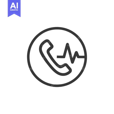 Aset desain premium: Emergency Call Icon: Phone Handset with Heartbeat Signal in Circle, Mi