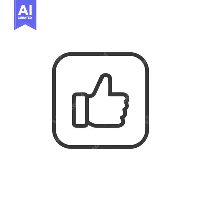 Aset premium populer: Clean Line Art: Thumbs Up Icon in Rounded Square Frame