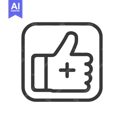 Aset desain premium: Enhanced Like Icon: Thumb Up with Plus Sign in Square Frame