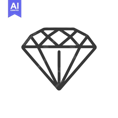 Minimalist Diamond Icon: Bold Outline, Geometric Facets, Modern Design