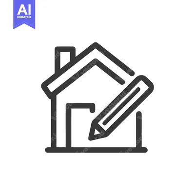 House Design Concept: Minimalist Line Art Illustration of a House with
