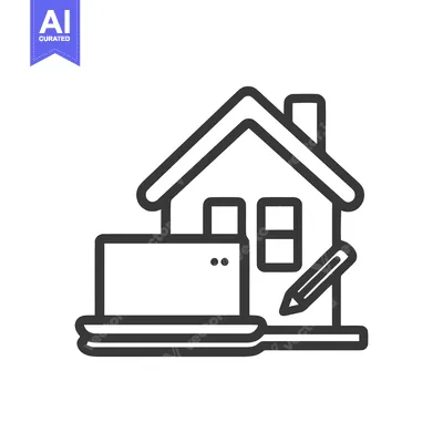 Popular premium asset: House Design Icon with Laptop and Pencil, Architectural Planning Symbo