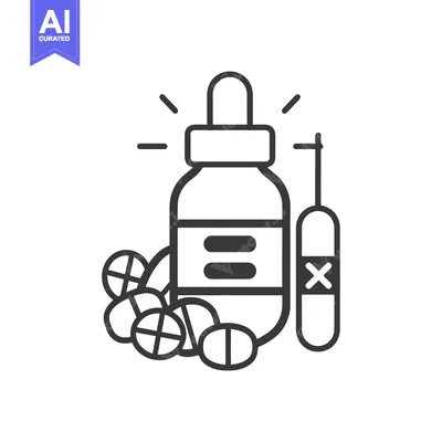 Aset premium populer: Illustration depicting various medications in a minimalist style desig