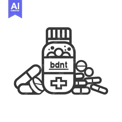 Aset desain premium: A stylized illustration showing medicine pills and a pill bottle