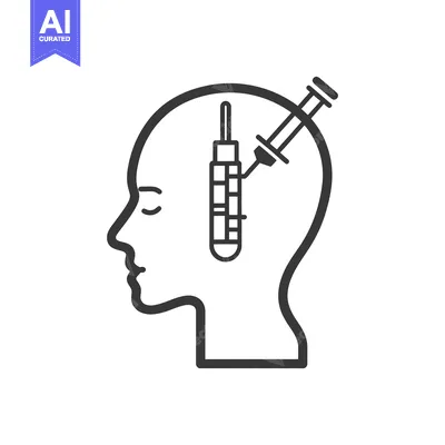 Aset premium populer: A human head silhouette being injected with a medical solution