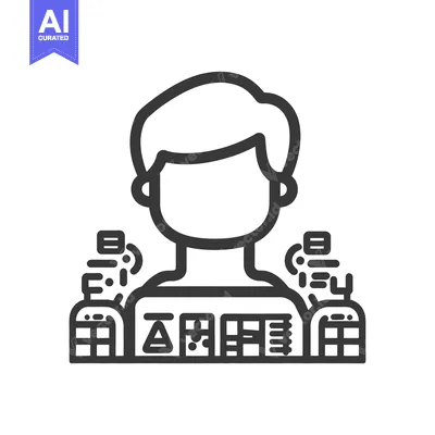 Aset desain premium: Abstract illustration of a person with technology and digital symbols