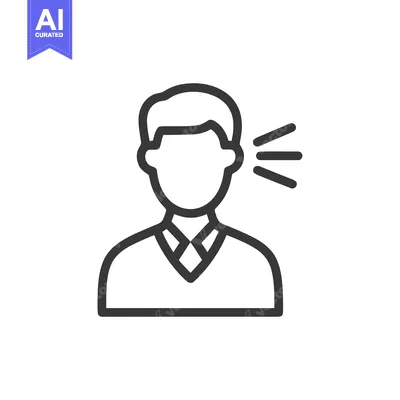 Aset premium populer: Minimalist Icon of Man Speaking or Whispering, Communication Concept