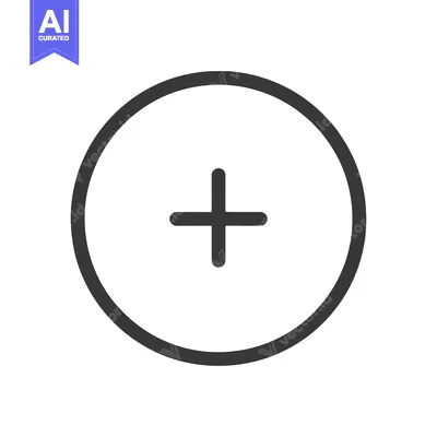 Aset desain premium: Simple Plus Sign in Circle, Dark Gray on White Background