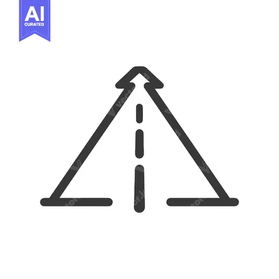 Aset premium populer: Minimalist Road Icon: Upward Arrow and Dotted Line on White Background