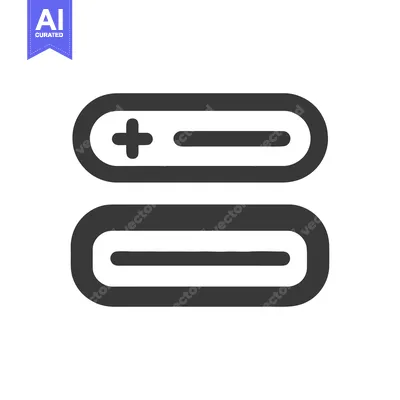 Premium design asset: Minimalist Graphic Design: Stacked Rounded Rectangles with Plus and Mi