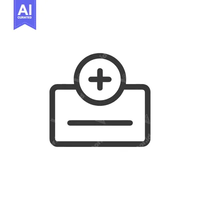 Aset desain premium: Add New Item Icon: Minimalist Black Line Art on White Background