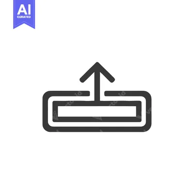 Aset desain premium: Simple Upload Icon: Arrow Ascending from Double-Lined Box, Minimalist