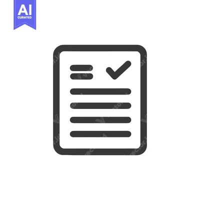 Aset desain premium: Completed Document Icon: Dark Gray Checklist with Checkmark Symbol