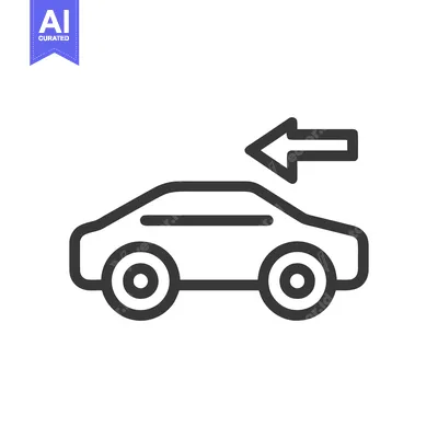 Aset desain premium: Simple Line Art Car Icon with Directional Arrow