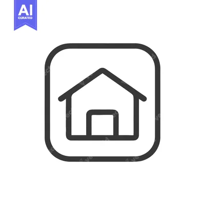 Aset premium populer: Minimalist Home Icon: Rounded Square Frame Enclosing Simple House Line