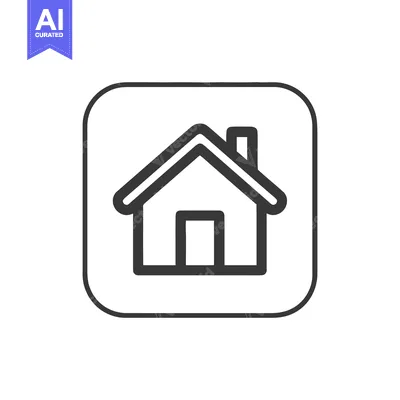 Aset premium populer: Minimalist Home Icon with Rounded Square Border, Simple Design