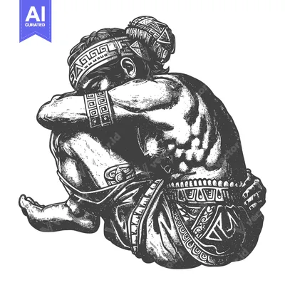 Popular premium asset: A Depiction of a Sitting Indigenous Person Dressed in Traditional Atti