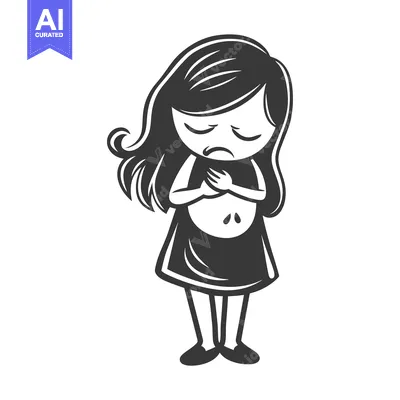 Premium design asset: A Depressed Girl Holding Her Chest with a Sad Expression