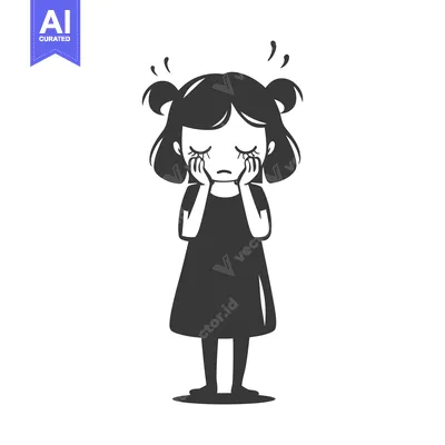 Aset desain premium: A Depressed Girl With Her Hands On Her Face