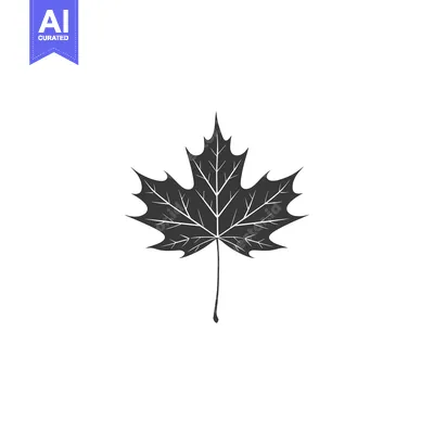 Popular premium asset: A Detailed Black and White Illustration of a Single Maple Leaf