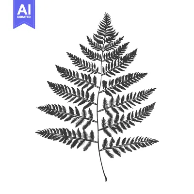 Popular premium asset: A Detailed Black and White Silhouette of a Fern Leaf