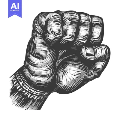 A Detailed Close-Up of a Clenched Fist with Wrinkles and Tattoos