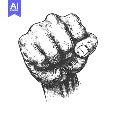 Aset desain premium: A Detailed Drawing of a Clenched Fist