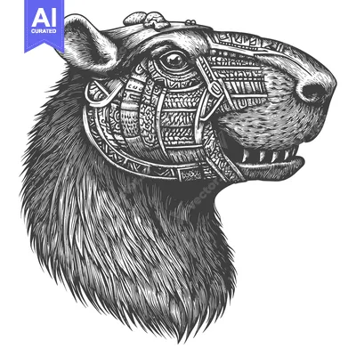 Premium design asset: A Detailed Engraving of a Steampunk Capybara Head