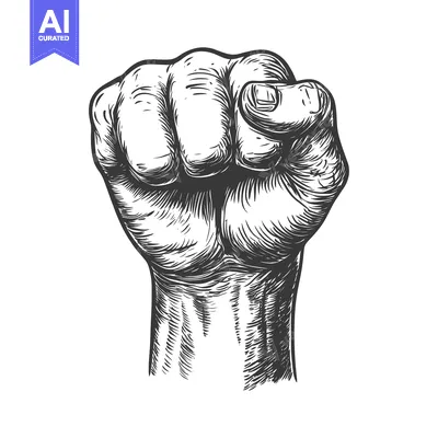 Aset desain premium: A Detailed Hand-Drawn Illustration of a Clenched Fist