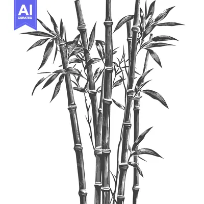 Premium design asset: A Detailed Illustration of a Cluster of Bamboo Stalks