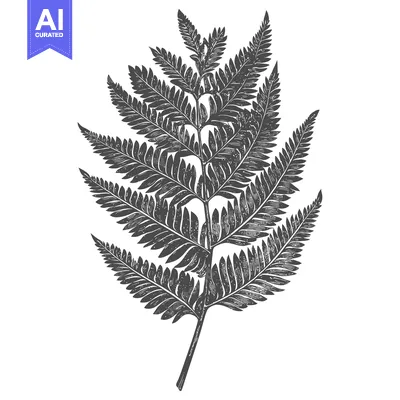 Premium design asset: A Detailed Illustration of a Fern Leaf in Black and White