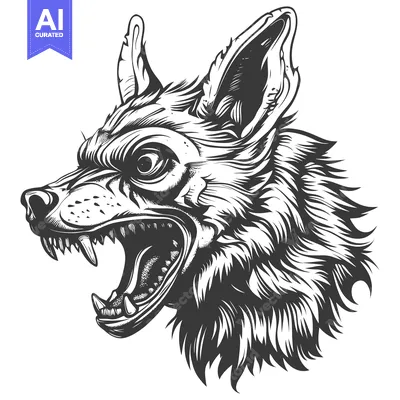 Premium design asset: A Detailed Illustration of a Growling Wolf's Head