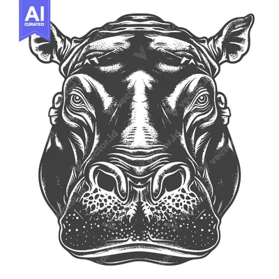 Premium design asset: A Detailed Illustration of a Hippopotamus's Face