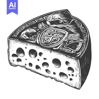 Aset premium populer: A Detailed Illustration of a Slice of Swiss Cheese