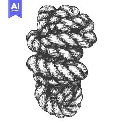 Premium design asset: A Detailed Ink Drawing of a Knotted Rope