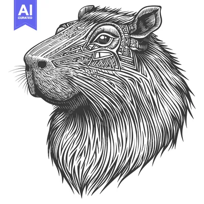 Popular premium asset: A detailed line art drawing of a capybara's head.