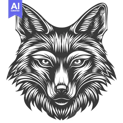 Popular premium asset: A Detailed Line Art Drawing of a Wolf's Head